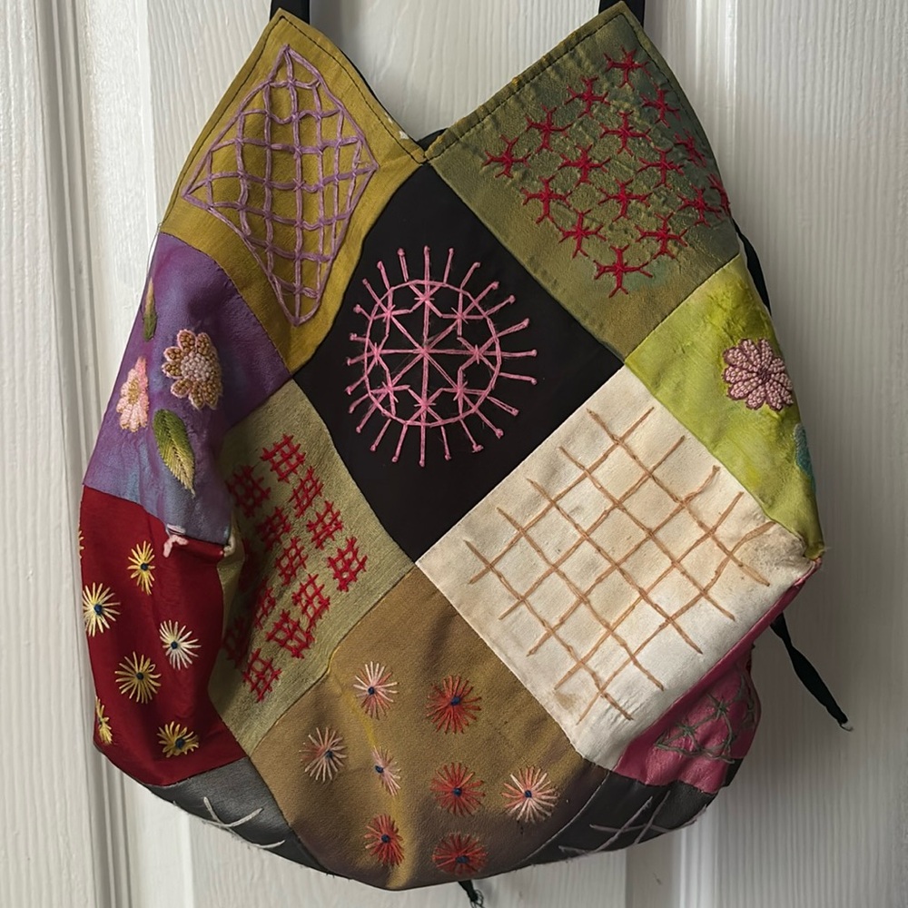 colorful patchwork shoulder bag